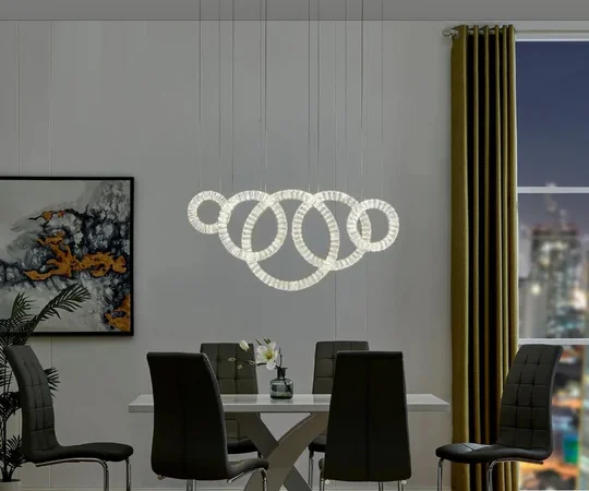 5 Hoop Crystal Progression Chandelier // Chrome FI CH-620