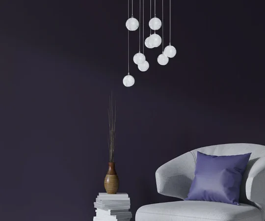 9 Light Crystal Spheres Chandelier Round FI FL-709