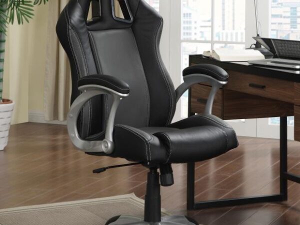 CO Roger Upholstered Adjustable Home Office Desk Chair Black
