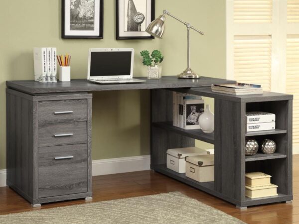 CO Yvette 60-inch 3-drawer L-Shape Computer Desk Weathered Grey