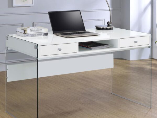 CO Dobrev 48-inch 2-drawer Writing Desk White High Gloss