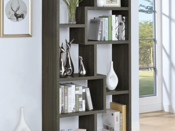 Theo 71-inch 6-shelf Bookshelf Weathered Grey CO
