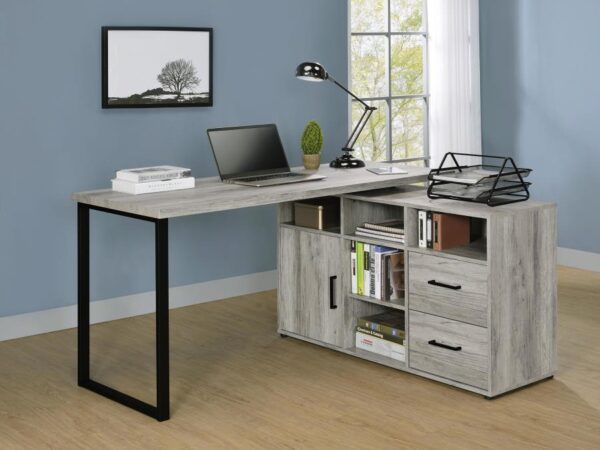 Hertford 59-inch L-Shape Computer Desk Grey Driftwood