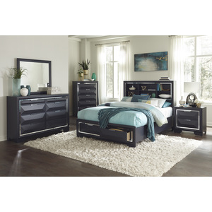 HE-1553-1  Queen Platform Bed with Footboard Storage