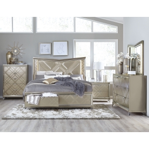 K BED W/ FB STRGE & LED, CHA