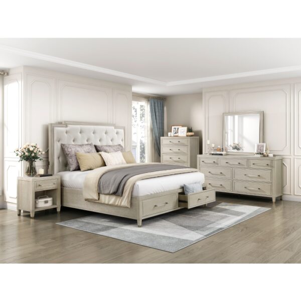 HE-1312-1  Queen Platform Bed with Footboard Storage