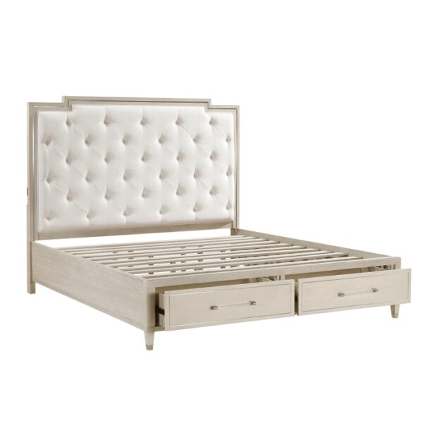 HE-1312-1  Queen Platform Bed with Footboard Storage