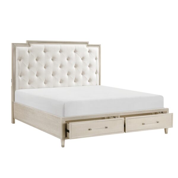 HE-1312-1  Queen Platform Bed with Footboard Storage