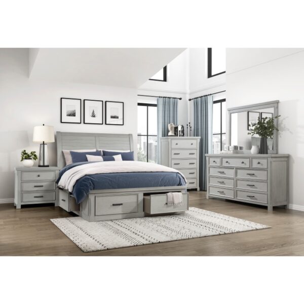 HE-1337-1  Queen Platform Bed with Storage Footboard and Side Rails