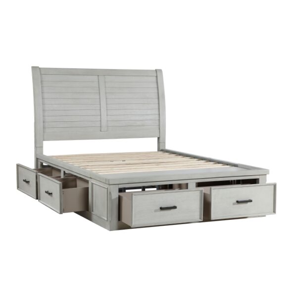HE-1337-1  Queen Platform Bed with Storage Footboard and Side Rails
