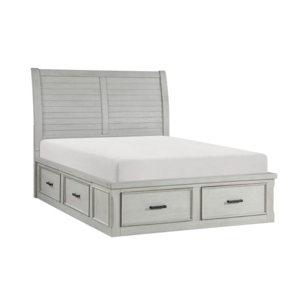 HE-1337-1  Queen Platform Bed with Storage Footboard and Side Rails