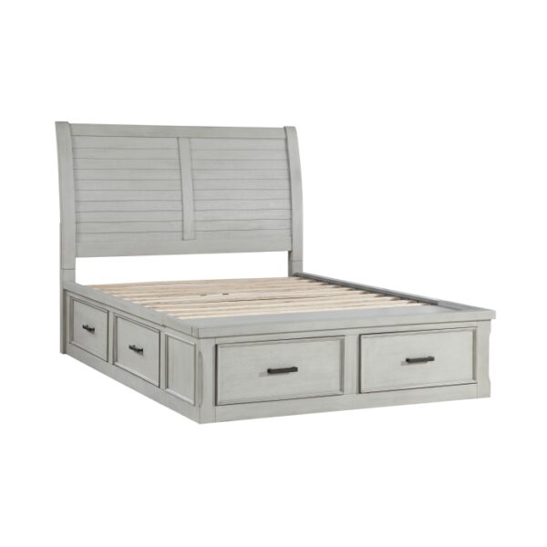 HE-1337-1  Queen Platform Bed with Storage Footboard and Side Rails