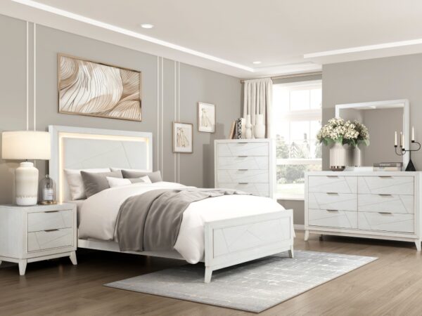 1355 Bedroom Asteria Collection 4pc Set (QB+NS+DR+MR)