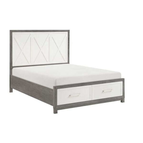 HE-1366-1  Queen Platform Bed with Footboard Storage