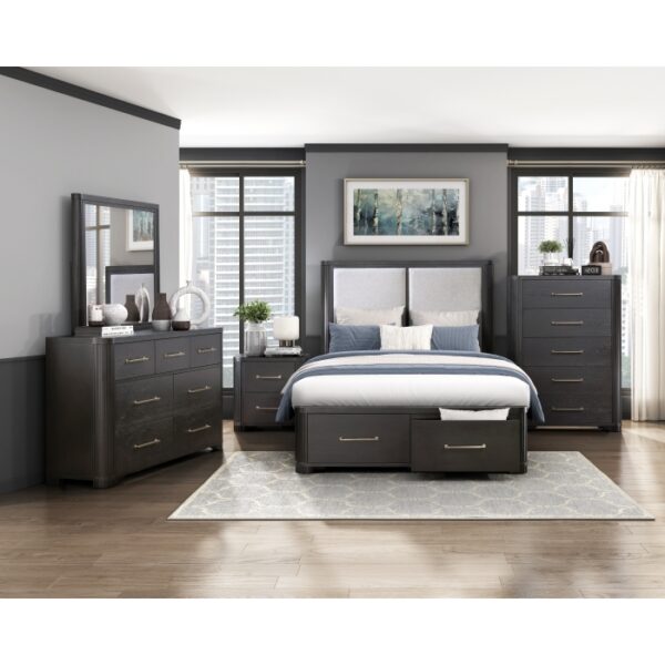 HE-1381-1  Queen Platform Bed with Footboard Storage