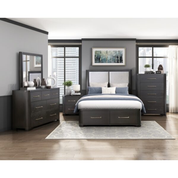 HE-1381-1  Queen Platform Bed with Footboard Storage