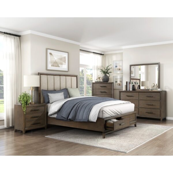 HE-1422N-1  Queen Platform Bed with Footboard Storage
