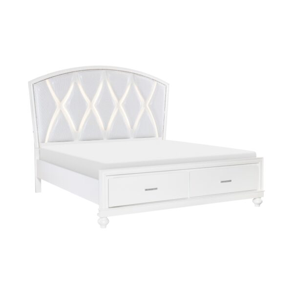 HE-1436W-1  Queen Platform Bed with Footboard Storage