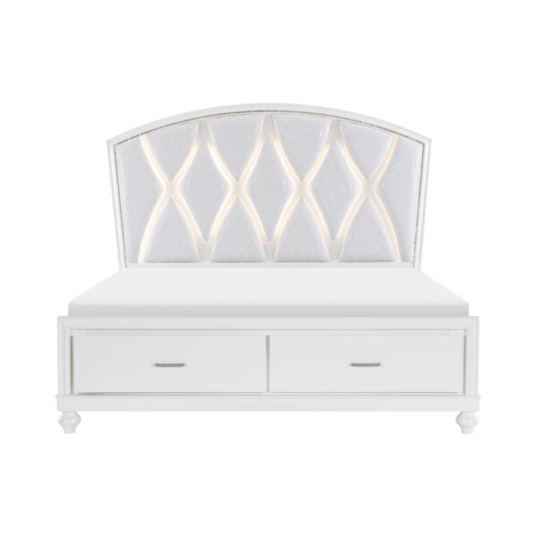 HE-1436W-1  Queen Platform Bed with Footboard Storage