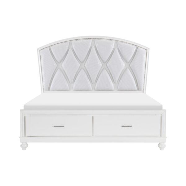 HE-1436W-1  Queen Platform Bed with Footboard Storage