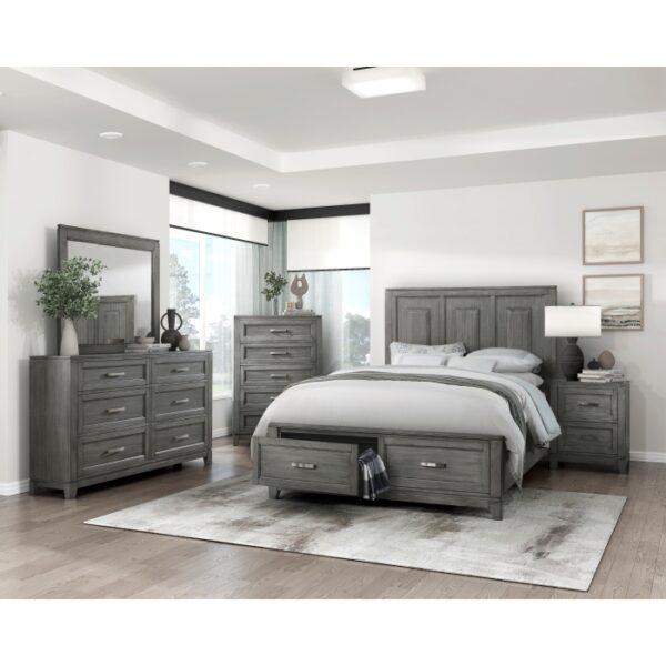 HE-1450-1  Queen Platform Bed with Footboard Storage