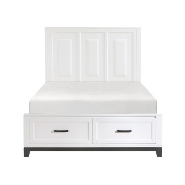 HE-1450WH-1  Queen Platform Bed with Footboard Storage