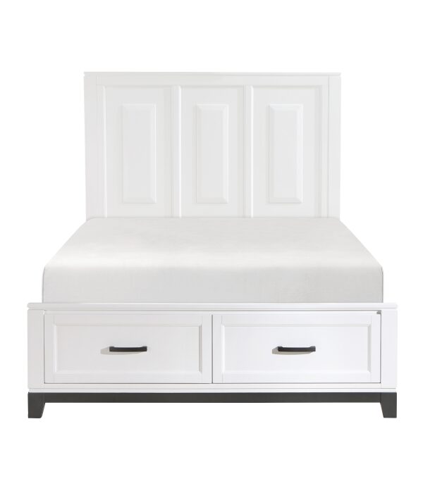 HE-1450WH-1  Queen Platform Bed with Footboard Storage
