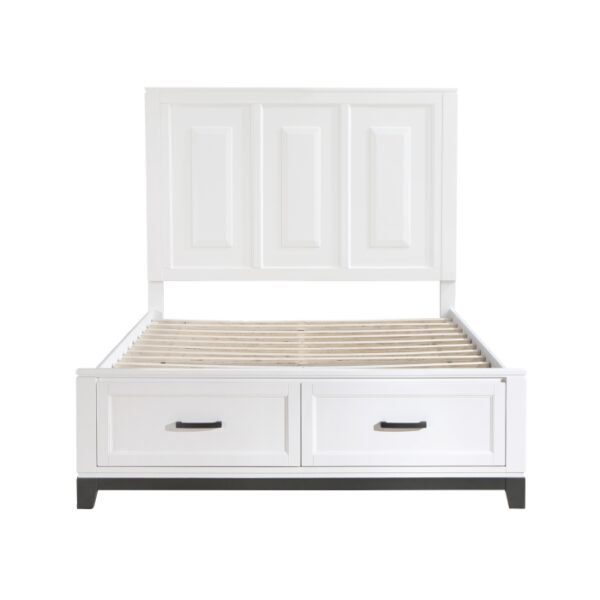 HE-1450WH-1  Queen Platform Bed with Footboard Storage
