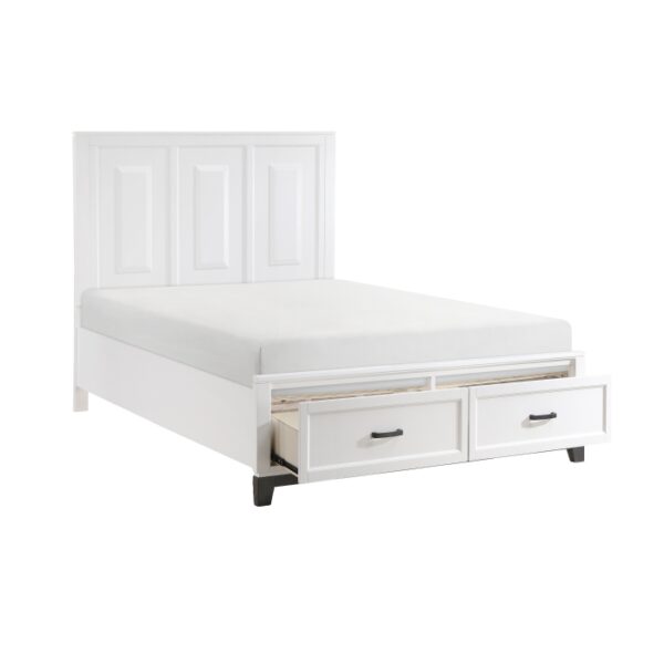 HE-1450WH-1  Queen Platform Bed with Footboard Storage