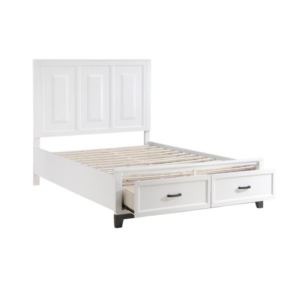 HE-1450WH-1  Queen Platform Bed with Footboard Storage