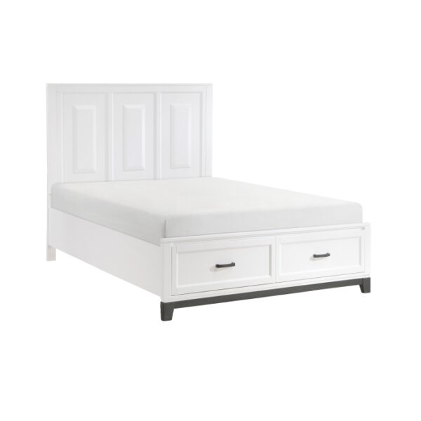 HE-1450WH-1  Queen Platform Bed with Footboard Storage