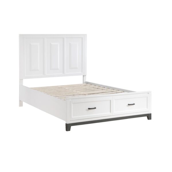 HE-1450WH-1  Queen Platform Bed with Footboard Storage