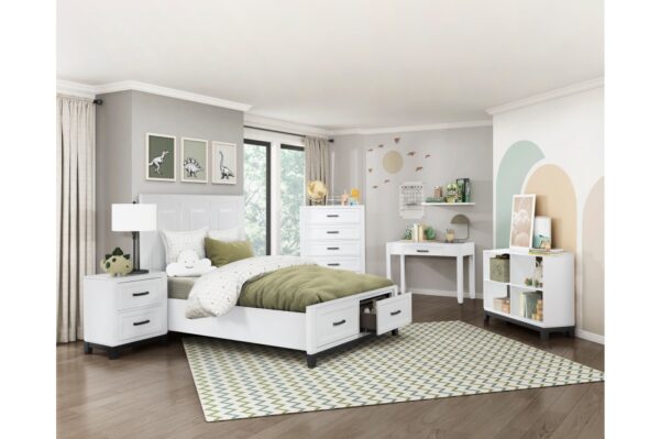 1450WH Bedroom Garretson Collection 4pc Set (QB+NS+DR+MR)