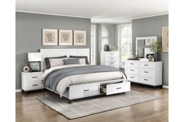 1450WH Bedroom Garretson Collection 4pc Set (QB+NS+DR+MR)