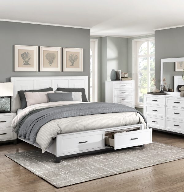 1450WH Bedroom Garretson Collection 4pc Set (QB+NS+DR+MR)