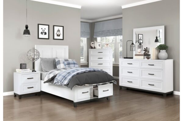 1450WH Bedroom Garretson Collection 4pc Set (QB+NS+DR+MR)