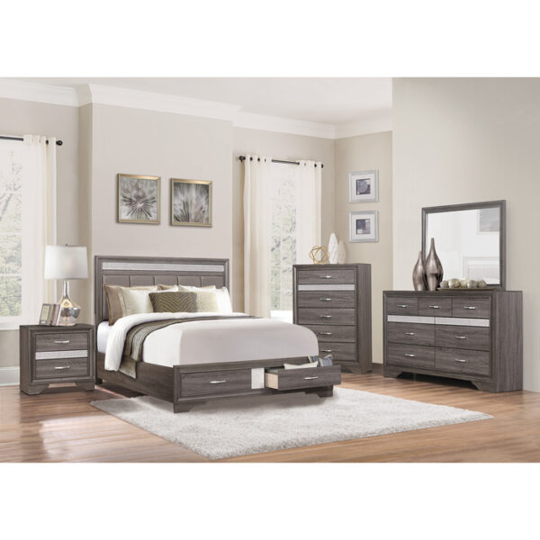 HE-1505-1  Queen Platform Bed with Footboard Storage