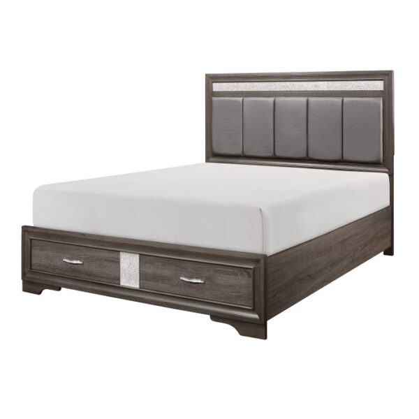 HE-1505-1  Queen Platform Bed with Footboard Storage