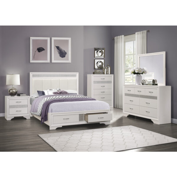 HE-1505W-1  Queen Platform Bed with Footboard Storage