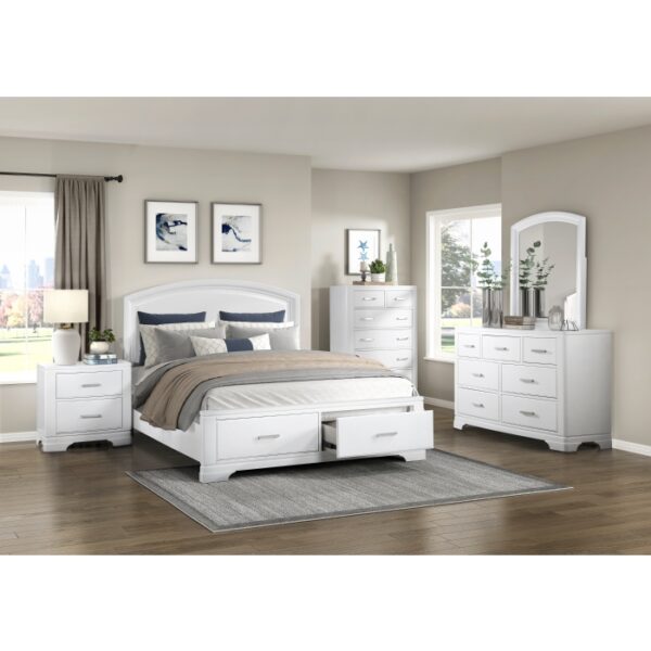 HE-1520WH-1  Queen Platform Bed with Footboard Storage