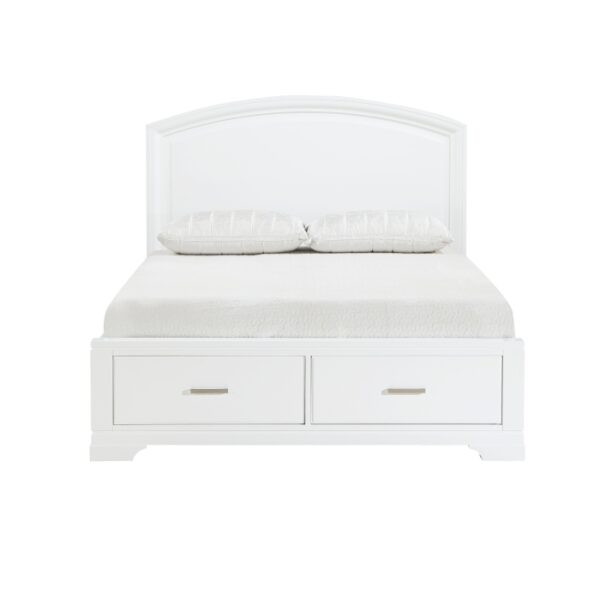 HE-1520WH-1  Queen Platform Bed with Footboard Storage