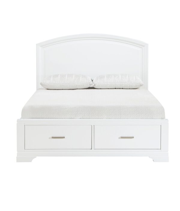 HE-1520WH-1  Queen Platform Bed with Footboard Storage
