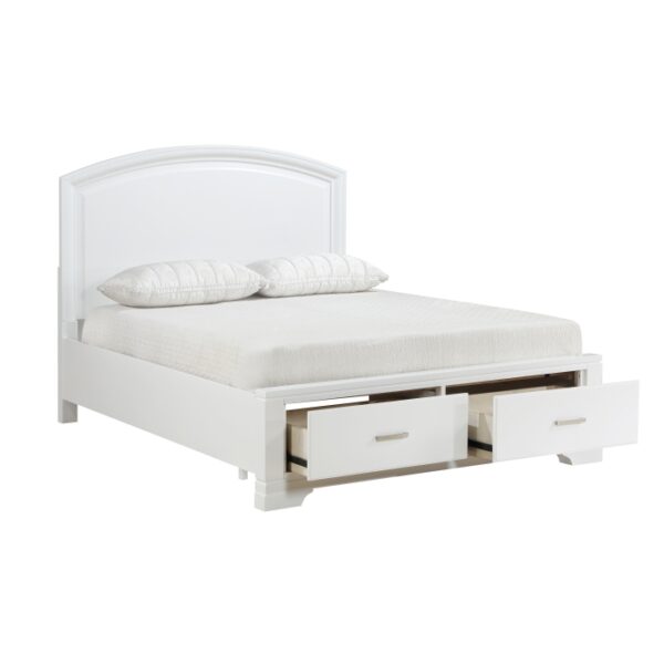 HE-1520WH-1  Queen Platform Bed with Footboard Storage