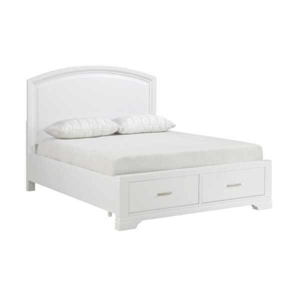 HE-1520WH-1  Queen Platform Bed with Footboard Storage