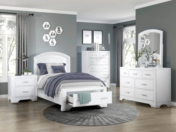 1520WH Bedroom Hudson Collection 4pc Set (QB+NS+DR+MR)
