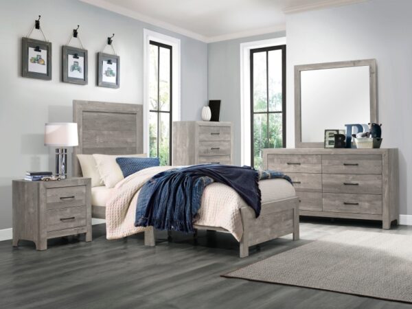 1534GY Bedroom Corbin Collection 4pc Set (QB+NS+DR+MR)