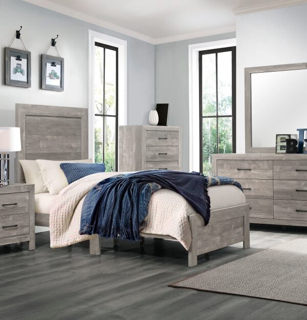 1534GY Bedroom Corbin Collection 4pc Set (QB+NS+DR+MR)