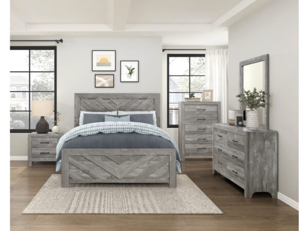 1534NPGY Bedroom Corbin Collection 4pc Set (QB+NS+DR+MR)