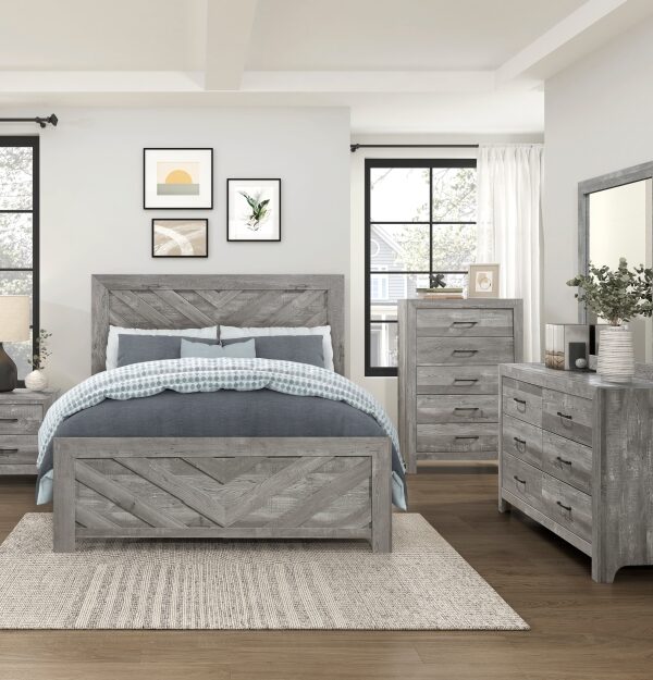 1534NPGY Bedroom Corbin Collection 4pc Set (QB+NS+DR+MR)