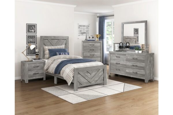 1534NPGY Bedroom Corbin Collection 4pc Set (QB+NS+DR+MR)